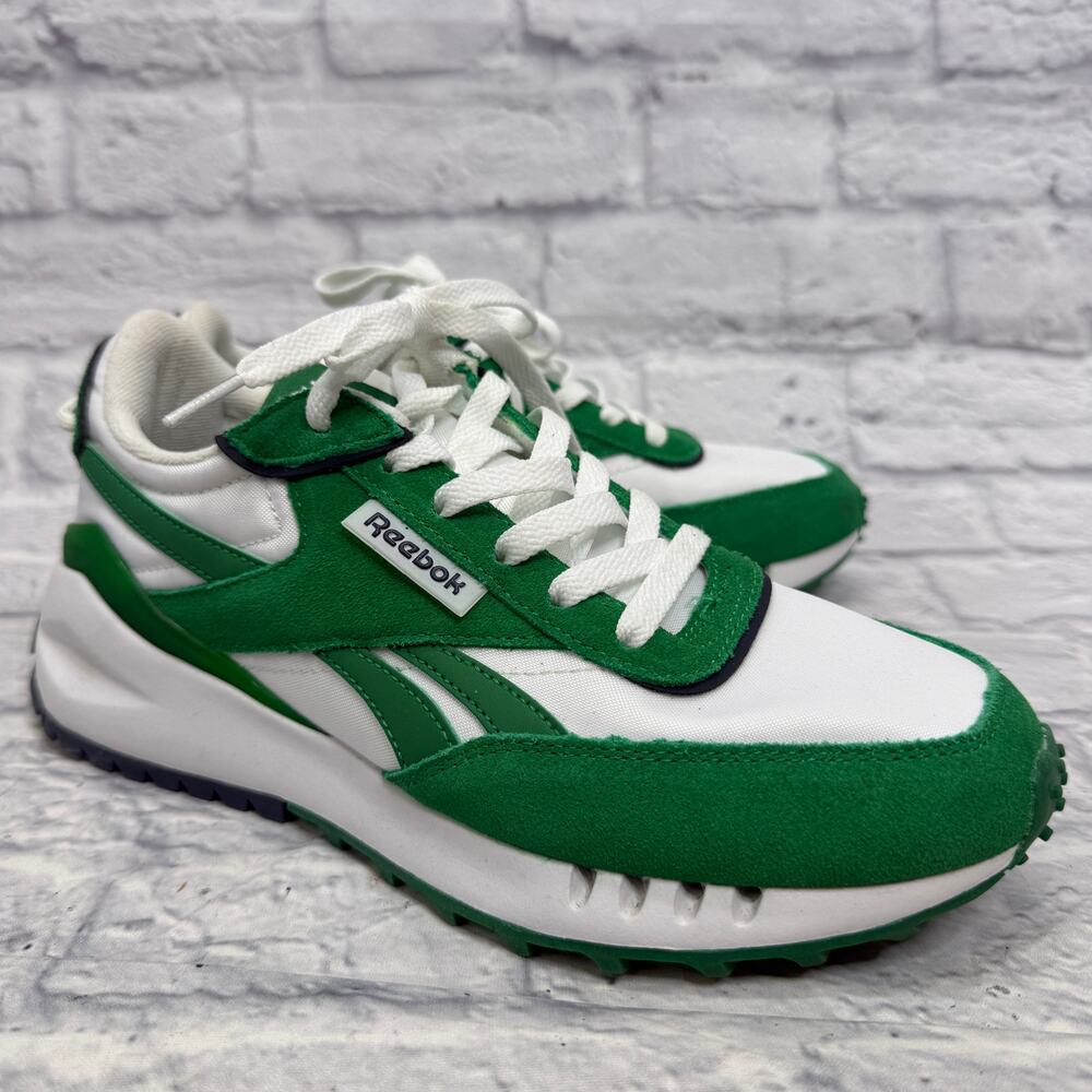 Reebok Forte Racer Sneakers Womens Size 8.5 White Green Suede Chunky Midsole